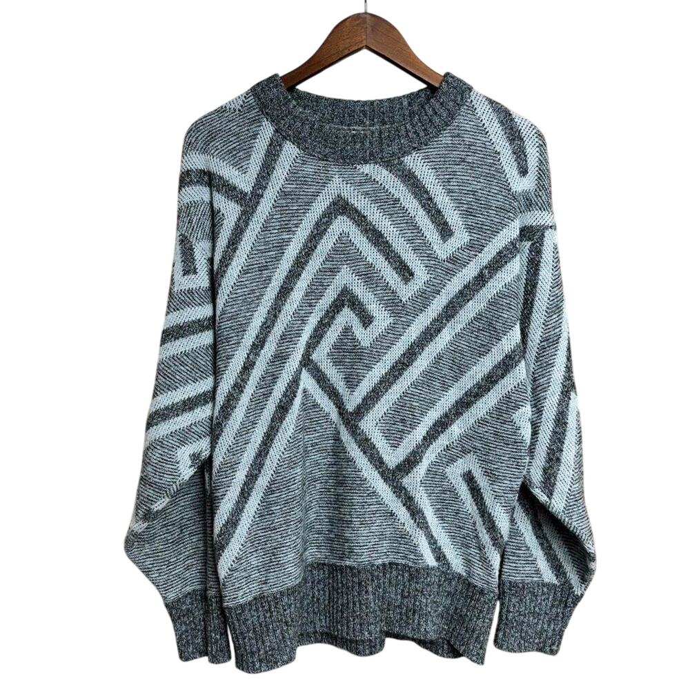 Vintage 80s/90s Le Tigre Mens Geometric Knit Sweater -Medium